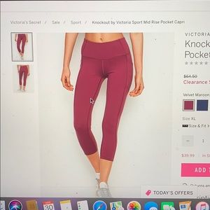 Maroon VS knockout mid rise sport leggings
